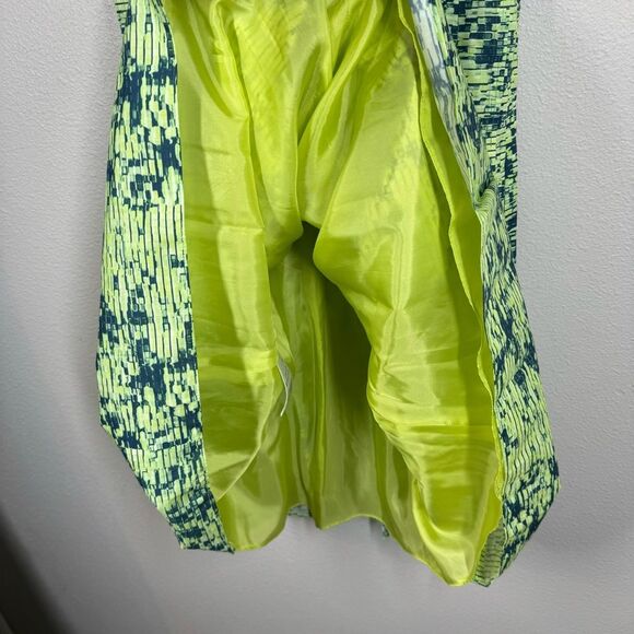 Akris Punto Pleated Dress Lime Green Blue Sleeveless Mod Colorful Women’s Size 4 - Picture 8 of 10
